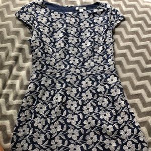 blue dress with white flowers